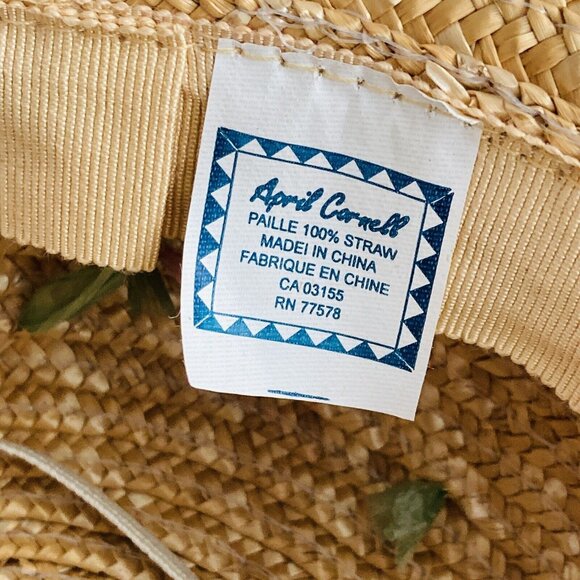 Vintage April Cornell Straw Hat With Flowers Cottagecore Country One Size - Picture 5 of 8
